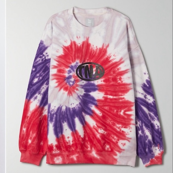 NEW TNA Cozy Fleece Mega tie-dye crew Sweater ⭐️⭐️⭐️⭐️ - Picture 4 of 13